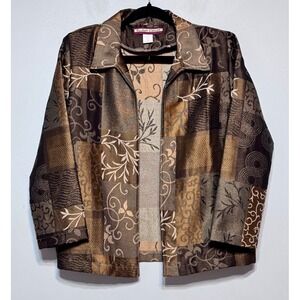 Vintage Tudor Court Tapestry Patchwork Open Front Jacket Small‎ Artsy Boho Layer